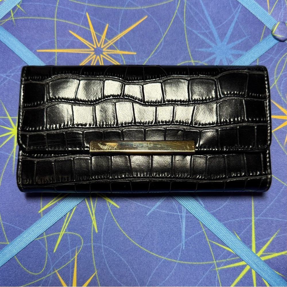 🔥3 for $15 Sale- BCBG Paris Black Croc-Embossed Wallet
